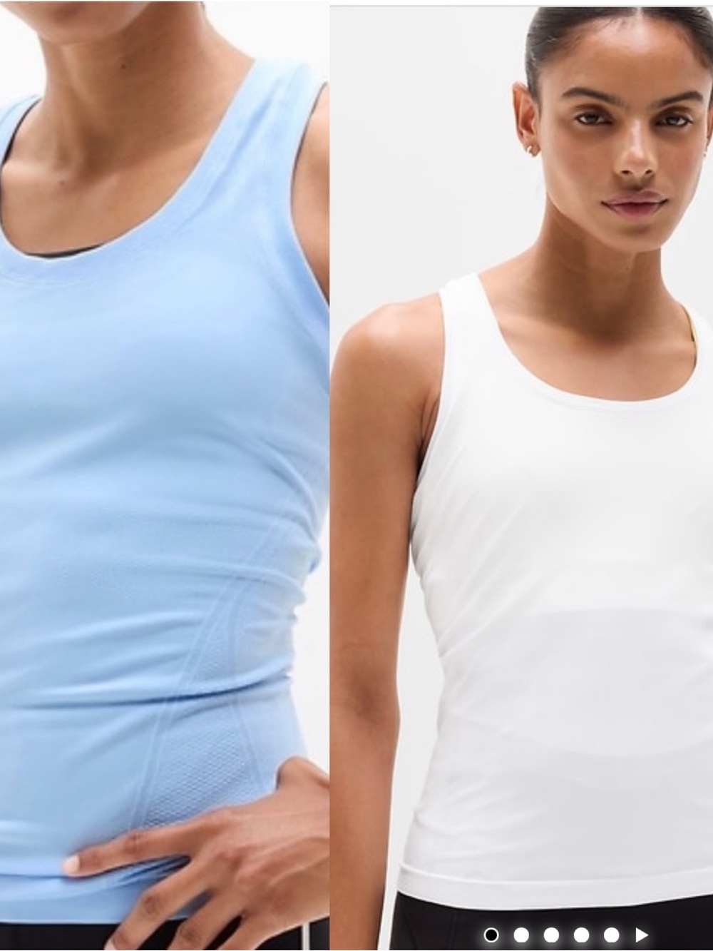 TWO Athleta Momentum Seamless Tanks white and light blue - EUC
